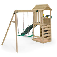 Plum Lookout Tower Playcentre with Swings | Wooden Adventure Climbing Frame for Kids