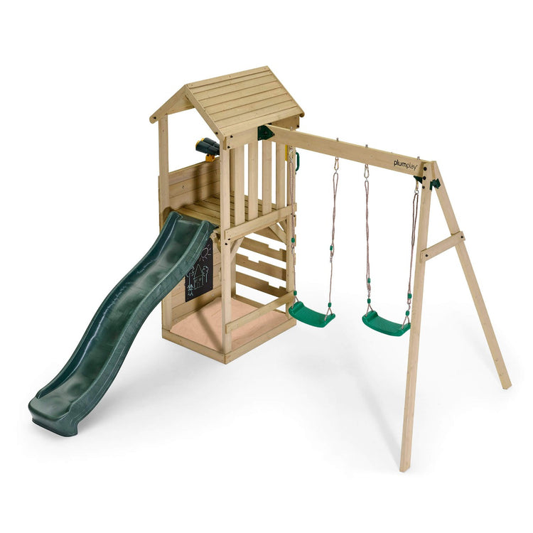 Plum Lookout Tower Playcentre with Swings | Wooden Adventure Climbing Frame for Kids