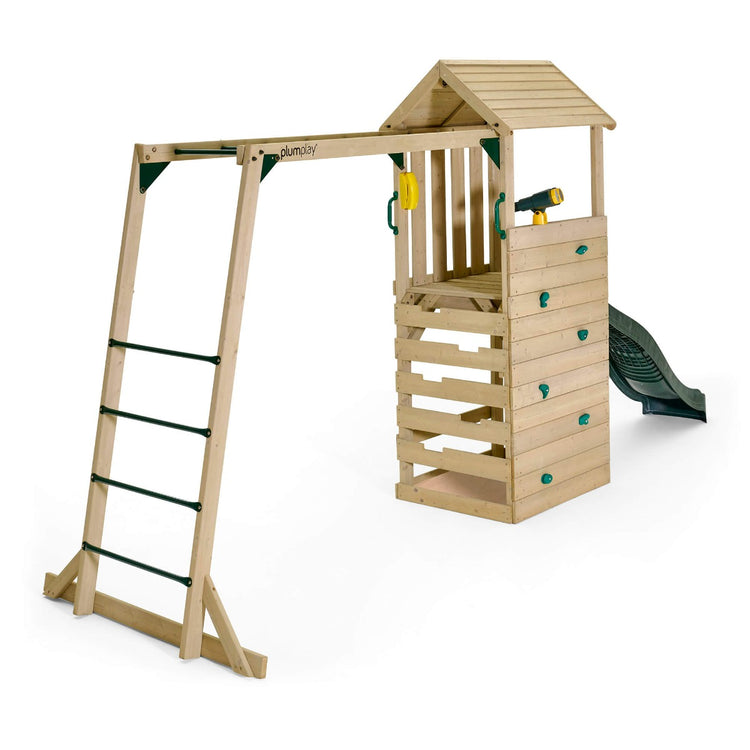 Plum Lookout Tower Playcentre with Monkey Bars | Wooden Adventure Playset for Kids