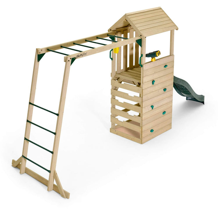 Plum Lookout Tower Playcentre with Monkey Bars | Wooden Adventure Playset for Kids