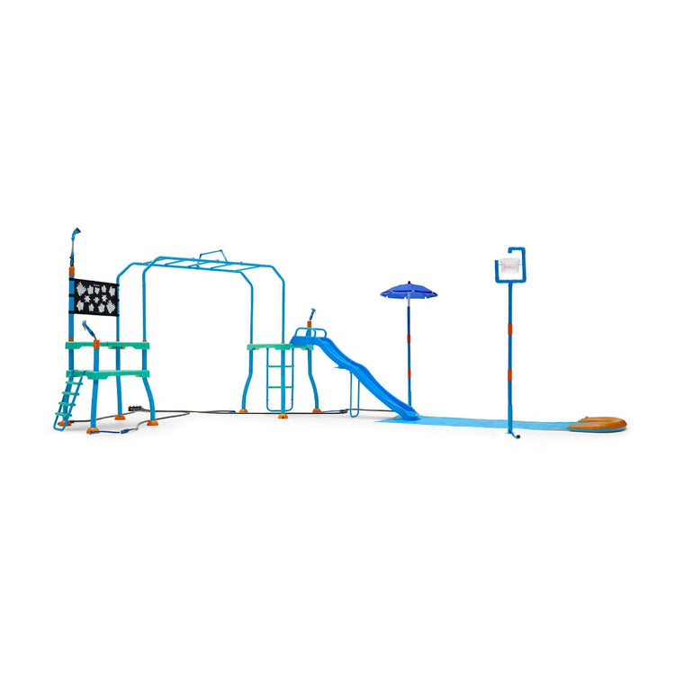 Plum Water Play Blaster Course - Climbing Frame with 6ft Slide, Water Chute, and Sprinklers - Slip-Resistant Galvanised Steel Frame