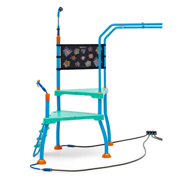 Plum Water Play Blaster Course - Climbing Frame with 6ft Slide, Water Chute, and Sprinklers - Slip-Resistant Galvanised Steel Frame