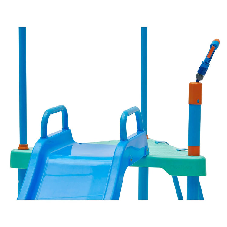 Plum Water Play Blaster Course - Climbing Frame with 6ft Slide, Water Chute, and Sprinklers - Slip-Resistant Galvanised Steel Frame