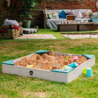 Plum Play  Square Wooden Sandpit – Teal