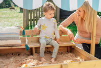 Plum Sandpit with Canopy | Large Wooden Sandbox for Outdoor Play