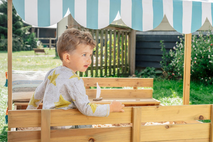 Plum Sandpit with Canopy | Large Wooden Sandbox for Outdoor Play