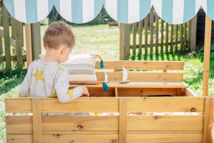 Plum Sandpit with Canopy | Large Wooden Sandbox for Outdoor Play