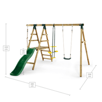 Meerkat Wooden Playcentre | Swing | 6ft Slide| Double Glider| Climbing Rope