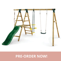 Meerkat Wooden Playcentre | Swing | 6ft Slide| Double Glider| Climbing Rope