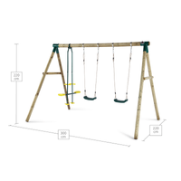 Plum Colobus Wooden Double Swing Set with Double Glider | Durable Outdoor Play Equipment for Kids