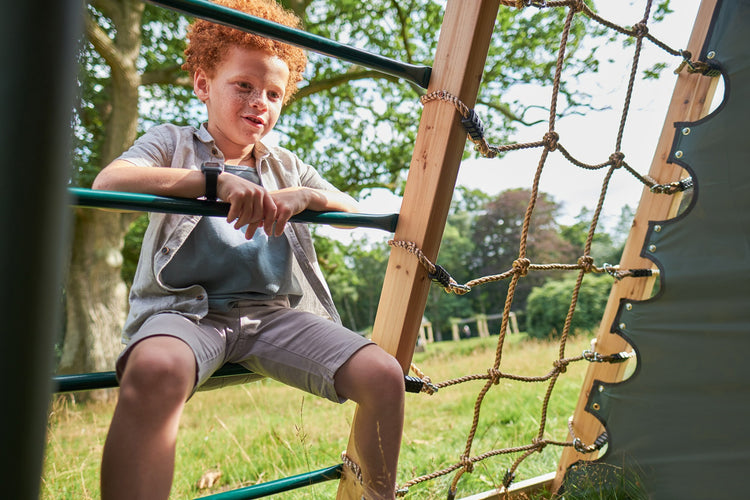 Plum Climbing Pyramid with Slide and Swings | Wooden Jungle Gym for Kids Outdoor Play