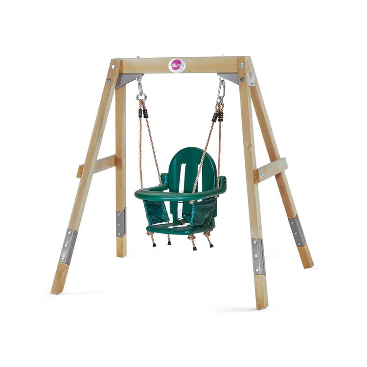 Plum 2-in-1 Wooden Swing Set | Adjustable Toddler to Child Outdoor Swing