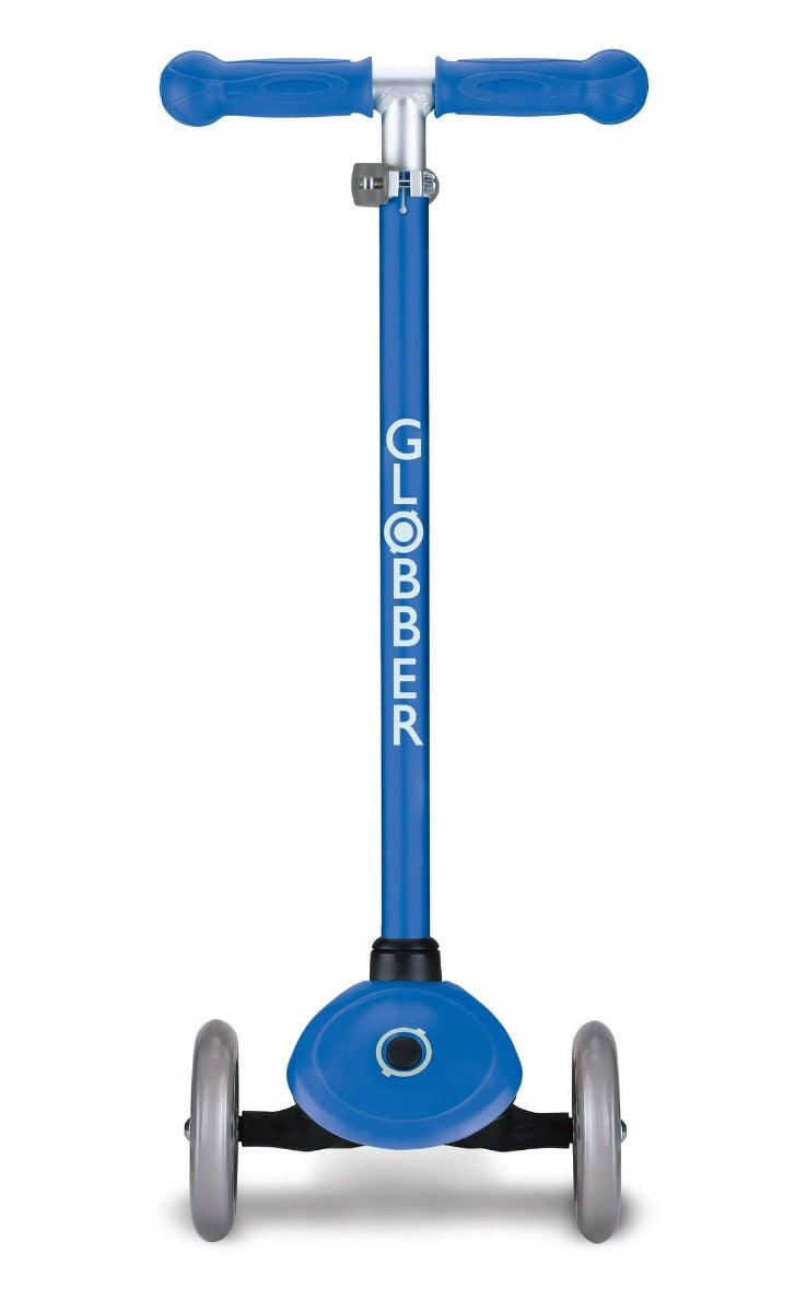 Globber PRIMO Foldable Scooter with Lights - Navy Blue | LED Wheels, Adjustable T-Bar for Kids