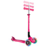 Globber PRIMO Foldable Scooter with Lights - Neon Pink | Adjustable Height, LED Wheels for Kids