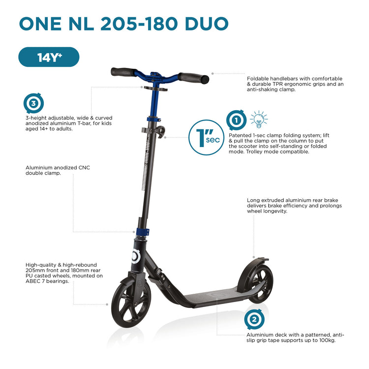 Globber ONE NL 205-180 DUO Scooter -Cobalt Blue