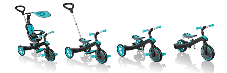 Globber Explorer Trike 4-in-1 - Teal | Toddler Trike & Balance Bike with Adjustable Saddle