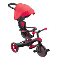 Globber Explorer Trike 4-in-1 with Parent Handle - New Red | Adjustable Toddler Trike & Balance Bike