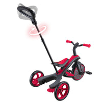 Globber Explorer Trike 4-in-1 with Parent Handle - New Red | Adjustable Toddler Trike & Balance Bike