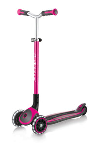 Globber MASTER Scooter with Lights - Pink| Adjustable Handlebars & Foldable Design | LED Wheels for Fun Rides