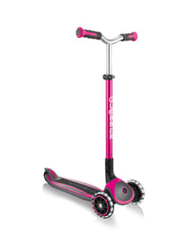 Globber MASTER Scooter with Lights - Pink| Adjustable Handlebars & Foldable Design | LED Wheels for Fun Rides