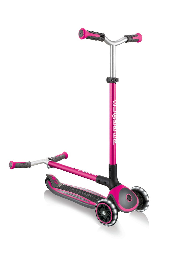 Globber MASTER Scooter with Lights - Pink| Adjustable Handlebars & Foldable Design | LED Wheels for Fun Rides