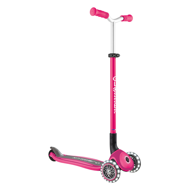 Globber MASTER Foldable 3 wheel Scooter with light up wheels | PINK