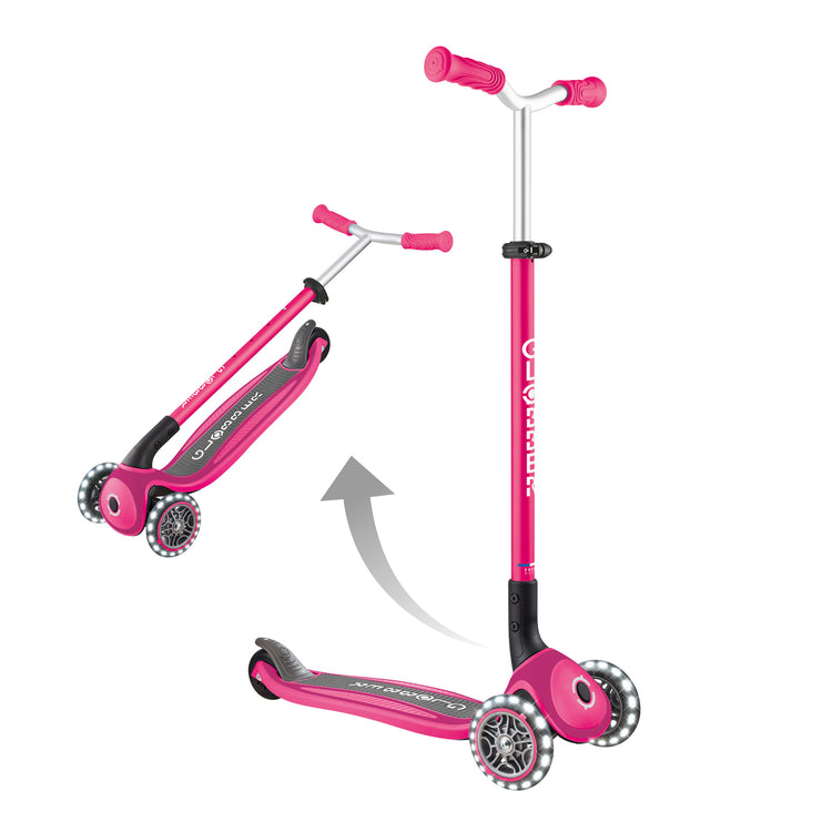 Globber MASTER Foldable 3 wheel Scooter with light up wheels | PINK