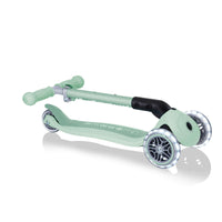 Globber ECOLOGIC PRIMO Foldable Scooter with Lights - Pistachio | LED Wheels, Adjustable Height for Kids