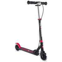 Globber Flow Element Junior Lights Scooter - Black & Red | LED Wheels, Adjustable Handlebars, Smooth Ride for Kids