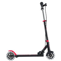 Globber Flow Element Junior Lights Scooter - Black & Red | LED Wheels, Adjustable Handlebars, Smooth Ride for Kids