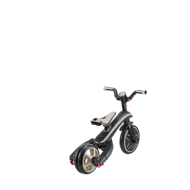 Globber Explorer Foldable Trike 4-in-1 with Parent Handle - Taupe | Adjustable Toddler Trike & Balance Bike