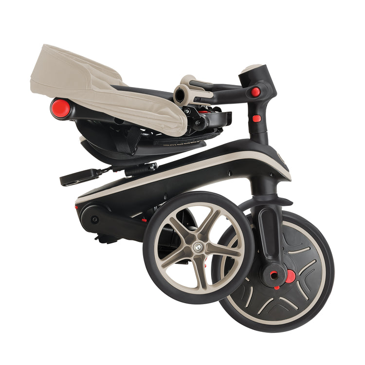 Globber Explorer Foldable Trike 4-in-1 with Parent Handle - Taupe | Adjustable Toddler Trike & Balance Bike