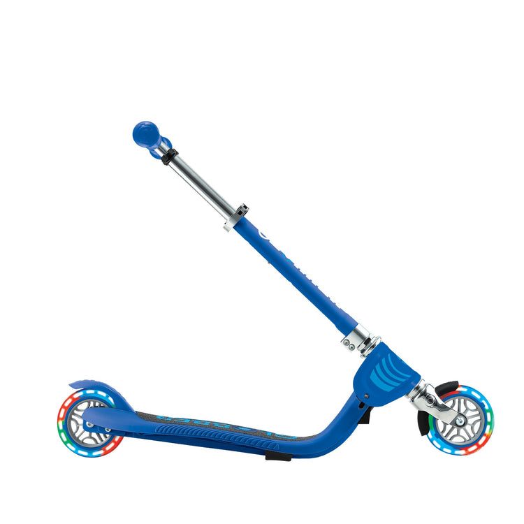 Globber Flow Foldable Junior Lights Scooter - Navy Blue | LED Wheels, Foldable Design & Adjustable Handlebars for Kids