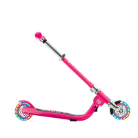 Globber Flow Foldable Junior Lights Scooter - Pastel Pink / Fuchsia | LED Wheels, Foldable Design & Adjustable Handlebars for Kids