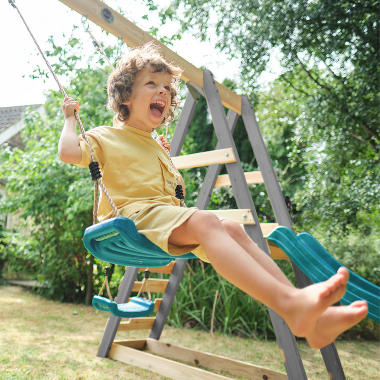 Plum Play Tamarin Wooden Swing Set - Teal / Grey