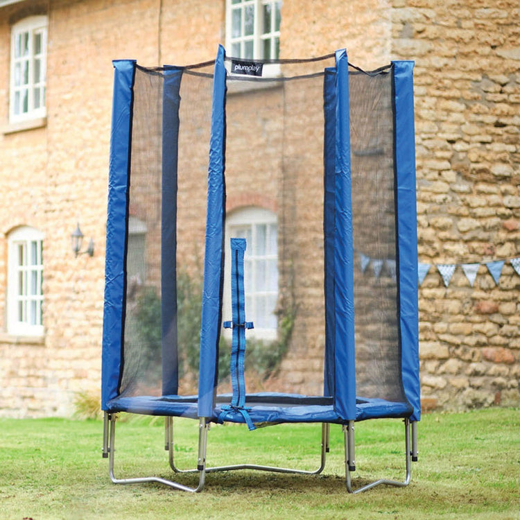 Plum 4ft Junior Springsafe Trampoline & Enclosure - Blue | Secure Outdoor Trampoline for Toddlers & Kids