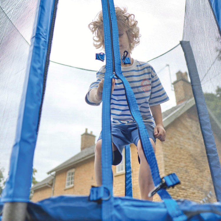 Plum 4-6ft Junior Trampolines With Enclosure Net - Blue/Pink | Compact for Safe Outdoor Play