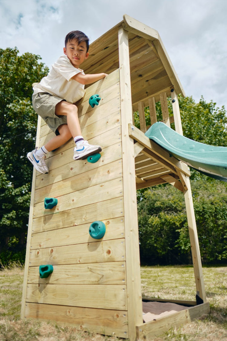 Plum Lookout Tower Playcentre with Monkey Bars | Wooden Adventure Playset for Kids