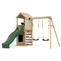 Plum Lookout Tower Playcentre with Swings | Wooden Adventure Climbing Frame for Kids