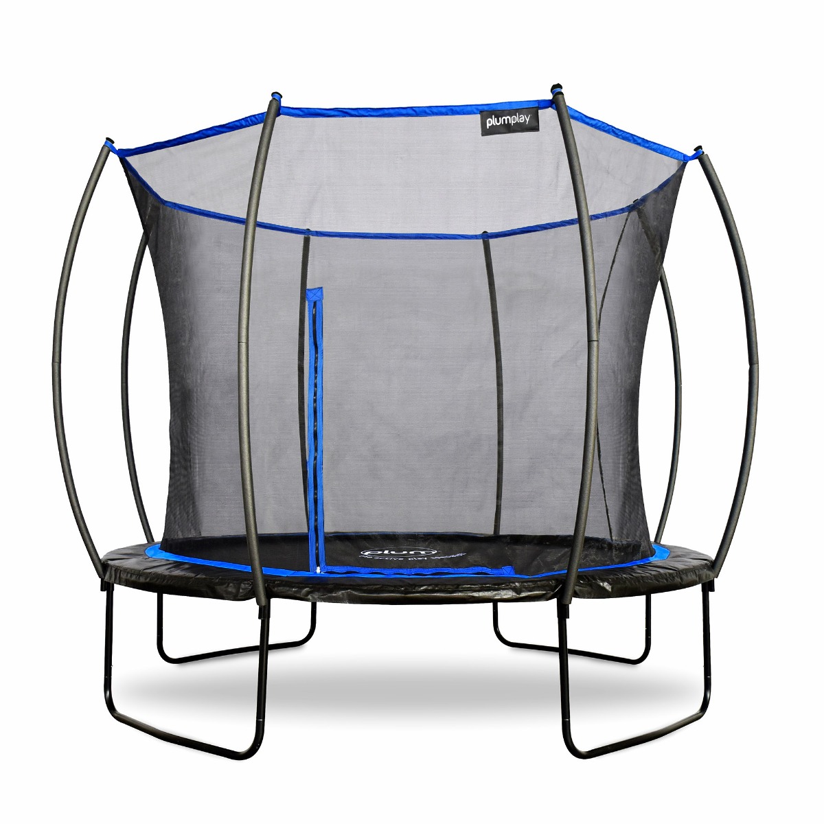 Image of Plum 10ft Deluxe Trampoline with Enclosure - PVC Padding | Safe & Durable Outdoor Trampoline for Kids