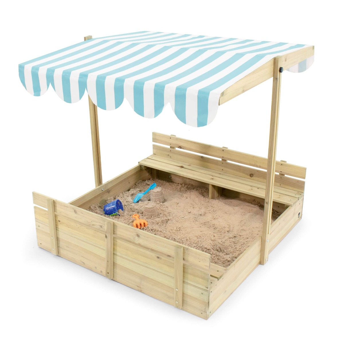 Image of Plum Sandpit with Canopy | Large Wooden Sandbox for Outdoor Play